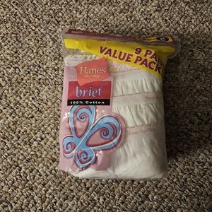 Hanes Girls Brief Underwear 100% Cotton 9 Pairs Size 6